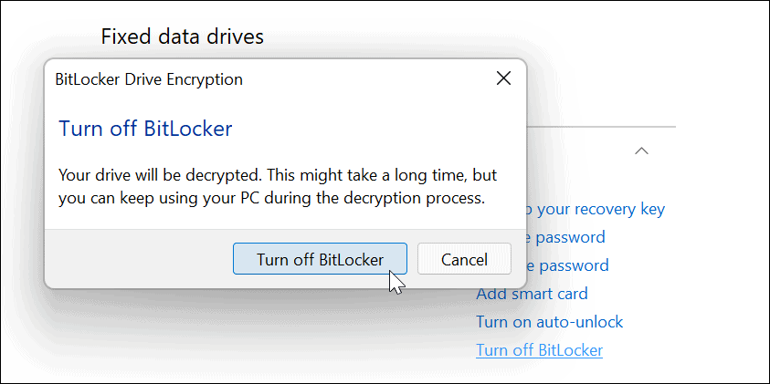 Izklopite potrditev BitLockerja