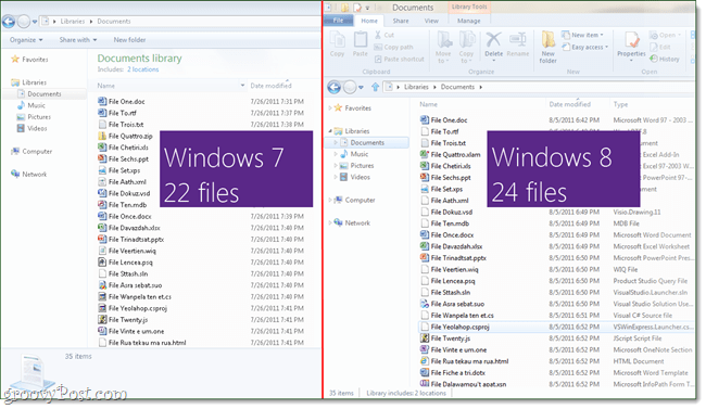 Windows 8 Explorer v primerjavi z Windows 7 Explorerjem