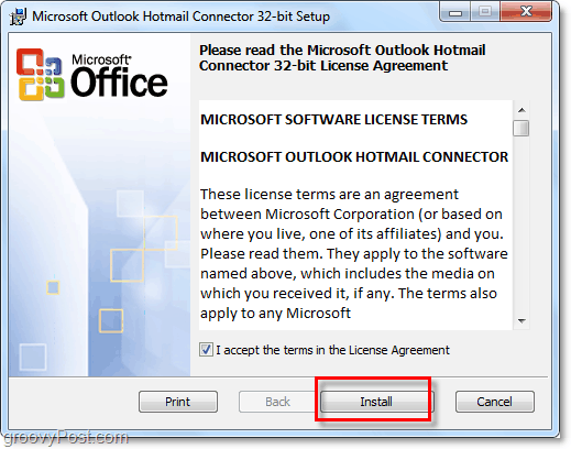 namestitev orodja Outlook Hotmail Connector
