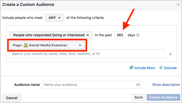 Facebook Ads Manager ustvari občinstvo po meri na podlagi dejavnosti