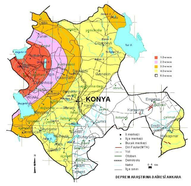 Zemljevid potresne nevarnosti Konya