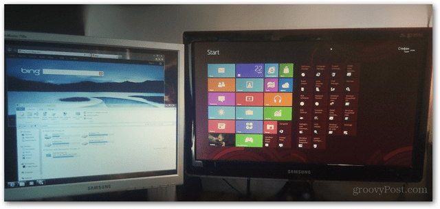 Windows 8 dvojna nastavitev monitorja metro kombinacija namizja nastavitev večopravilnosti