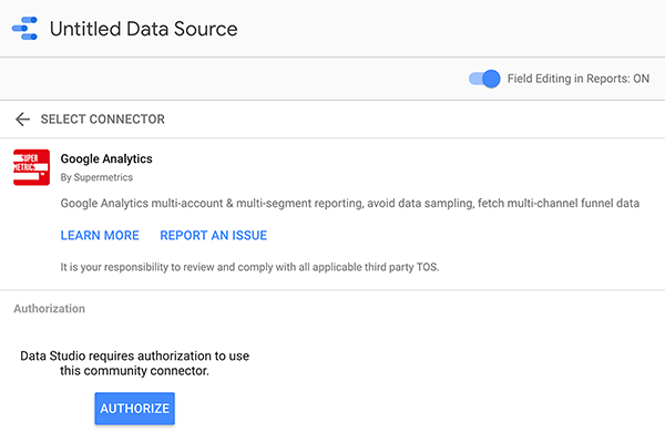 Kako povezati podatkovni vir z Google Data Studio, namig 2