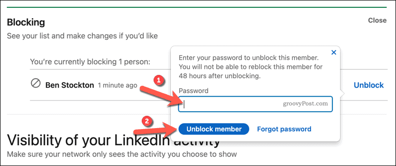 Potrdite odblokiranje uporabnika v storitvi LinkedIn
