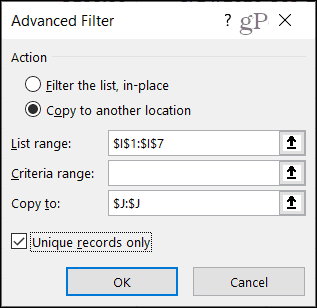 Pop-up za napredni filter