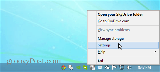 Nastavitve SkyDrive