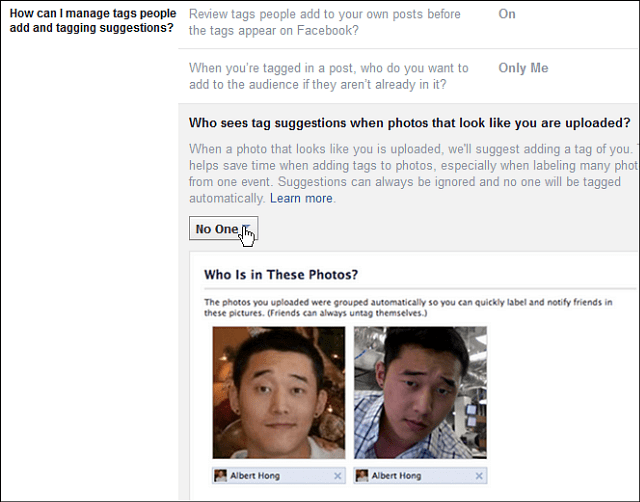 Ustavi Facebook, da samodejno označi svoje fotografije