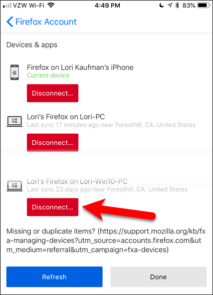 Izklopite napravo v Firefoxu za iOS