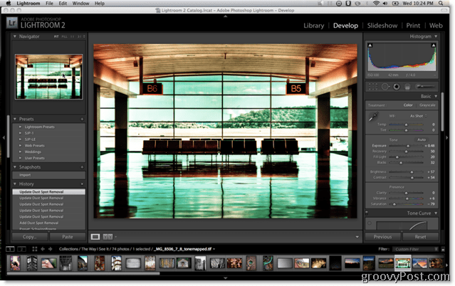 Zaslon prednastavitev Adobe Lightroom 2