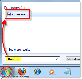od začetnega menija Windows 7 naložite cctune.exe za nalaganje tunerja clearType
