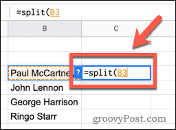 Uporaba funkcije SPLIT v Google Preglednicah