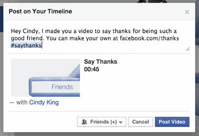 facebook hvala video prispevek z oznako prijatelja