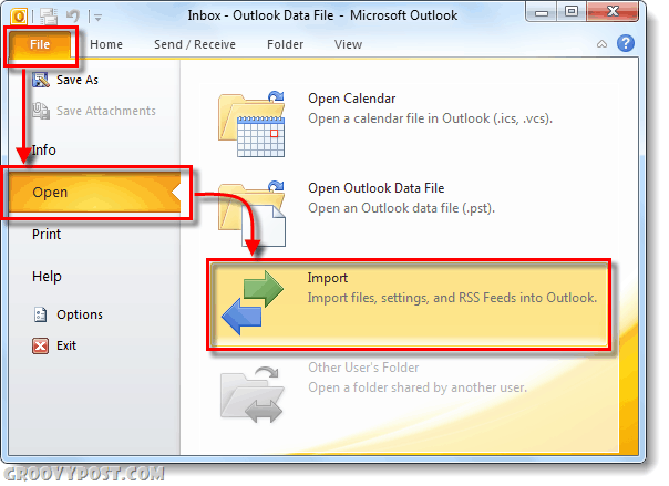 Kako uvoziti stike v Outlook 2010 iz Gmaila, Hotmail in Yahoo