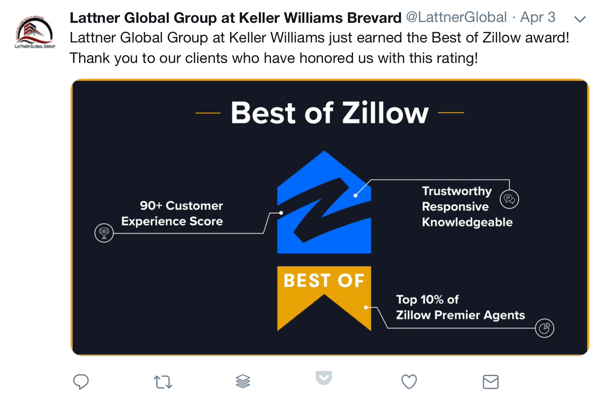 Kako uporabiti družbeni dokaz pri trženju, nagrad in socialne zahvale strankam podjetja Lattner Global Group pri Keller Williams Brevard
