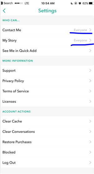 Spremenite nastavitve Snapchata, tako da vas bo lahko kdor koli kontaktiral.