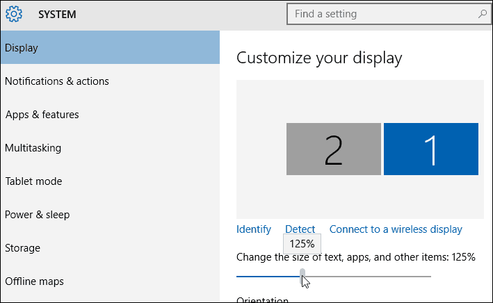 Nastavitve velikosti besedila Windows 10