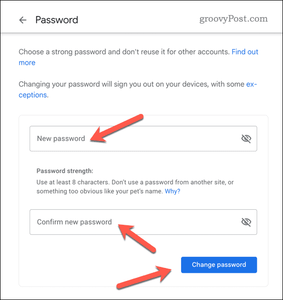 Nastavite novo geslo za Gmail