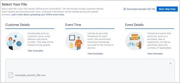 Facebook Business Manager naloži dogodke brez povezave