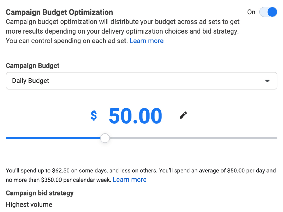 slika razdelka za optimizacijo proračuna oglaševalske akcije v upravitelju oglasov