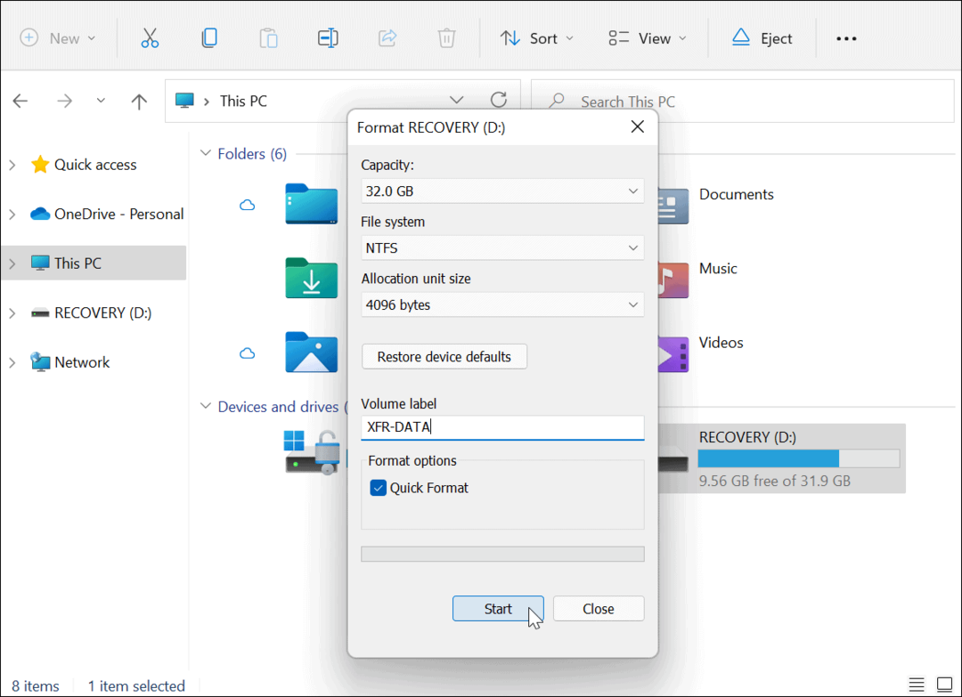 Kako formatirati pogon iz File Explorerja v sistemu Windows 11