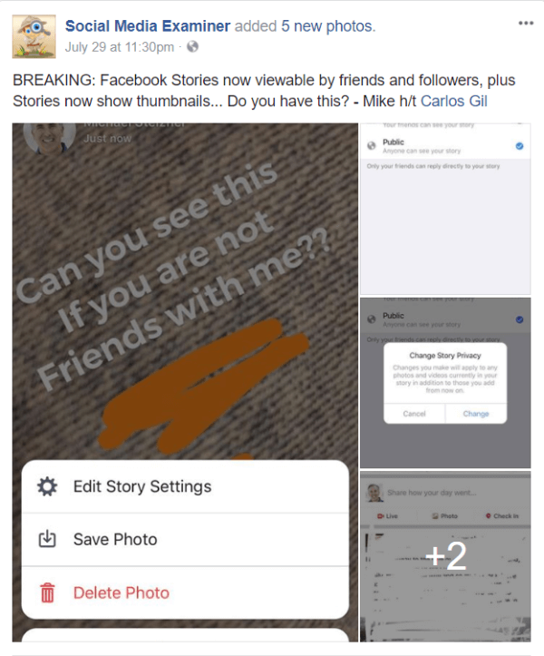 Facebook uvaja javno skupno rabo in sličice za Stories.