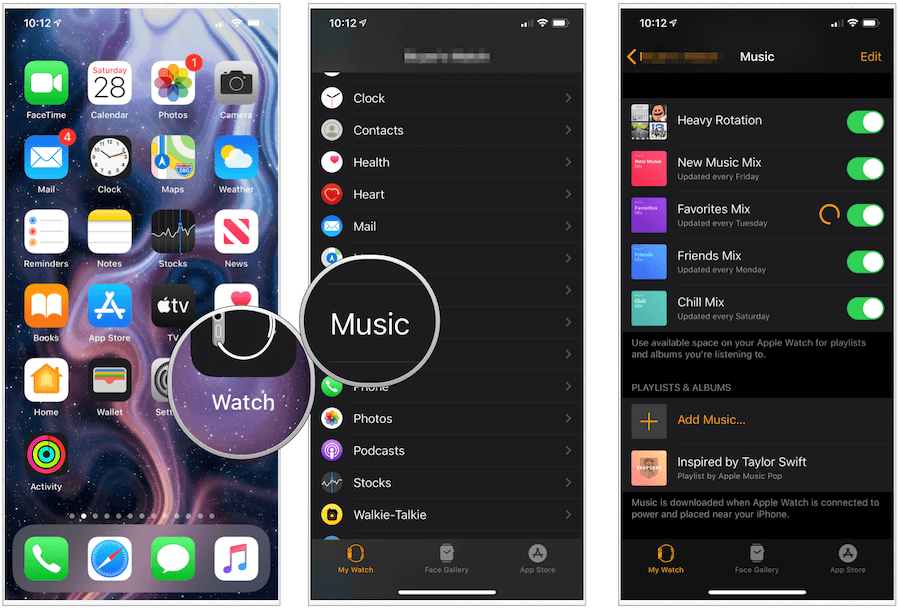 Aplikacija Apple Watch za glasbo