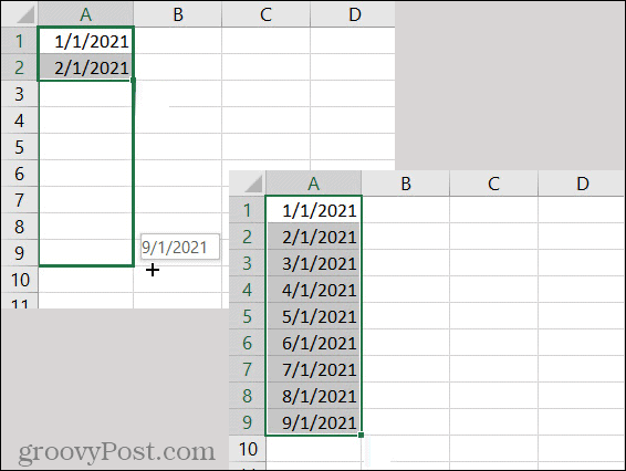 Vzorec datuma za samodejno izpolnjevanje v Excelu