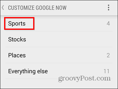 Google Now športi