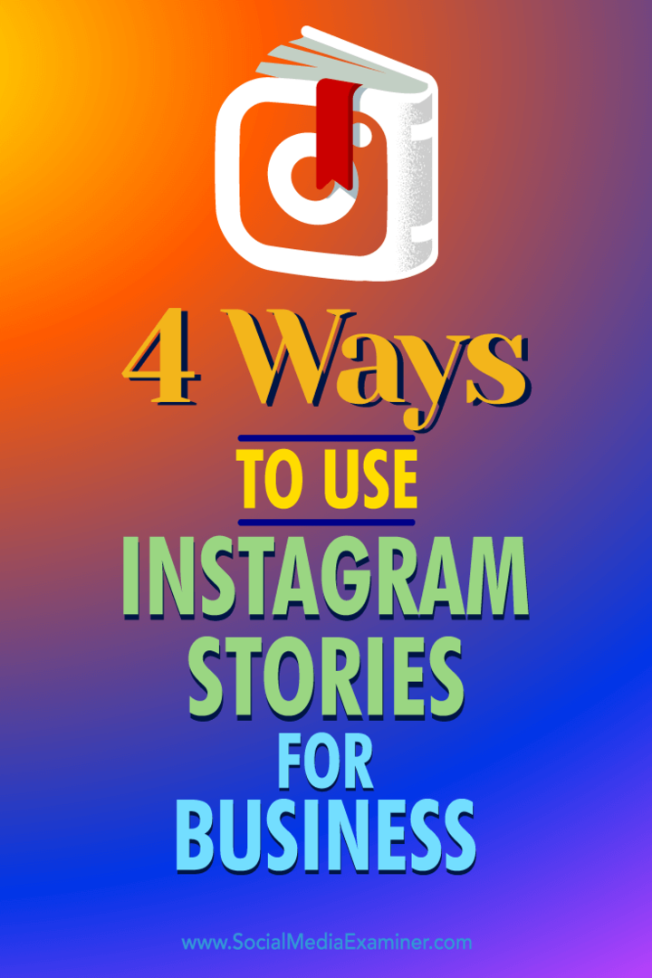 Nasveti o štirih načinih, kako lahko z zgodbami Instagram uporabljate poslovne potenciale.