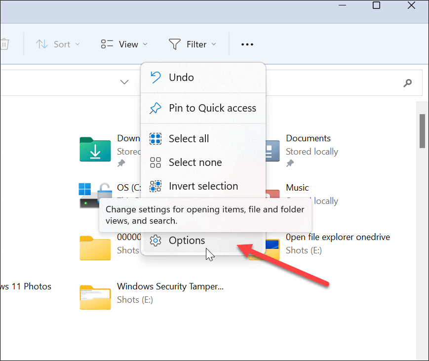File Explorer Odprite OneDrive 