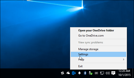 OneDrive sistemska vrstica Windows 10