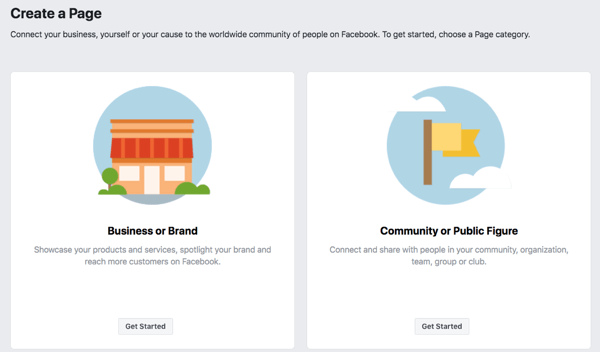 1. korak, da ustvarite svojo poslovno stran na Facebooku.