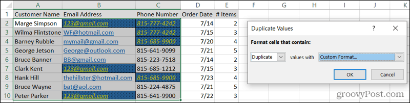 Formatirani dvojniki po meri v Excelu