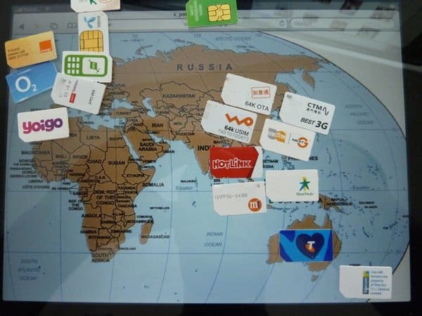 Zemljevid svetovnih kart SIM