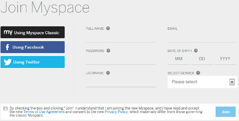 Nova nastavitev profila Myspace