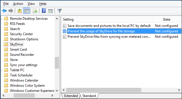 Kako skriti ali onemogočiti SkyDrive / OneDrive v operacijskem sistemu Windows 8.1