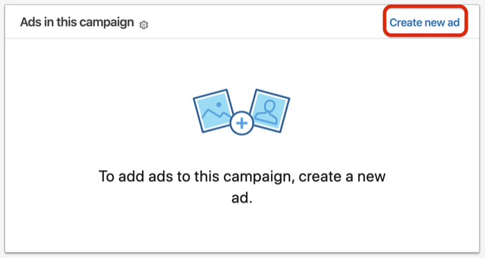 Ustvari novo možnost oglasa za nastavitev oglasov v pogovoru LinkedIn