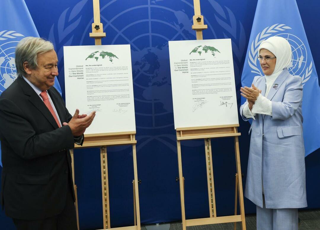 Emine Erdoğan se je srečala z generalnim sekretarjem ZN v okviru projekta zero waste
