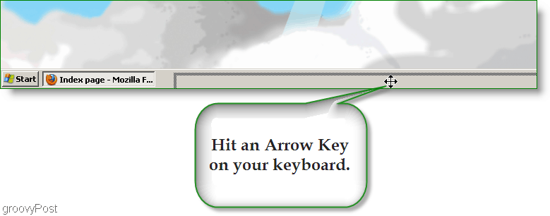 Slika zaslona za Windows XP - Pritisnite puščico in poiščite izgubljeno okno