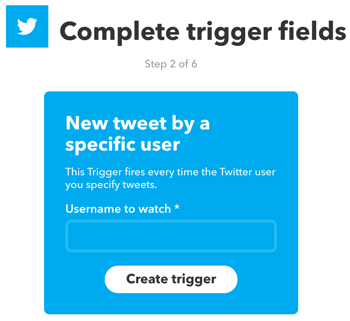 Nastavite programček IFTTT, ki ga sproži nov tvit določenega uporabnika Twitterja.