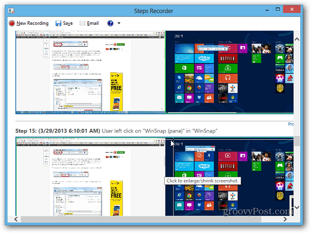 Za odpravljanje težav z osebnim računalnikom uporabite Korak za snemanje korakov v sistemu Windows 8.1