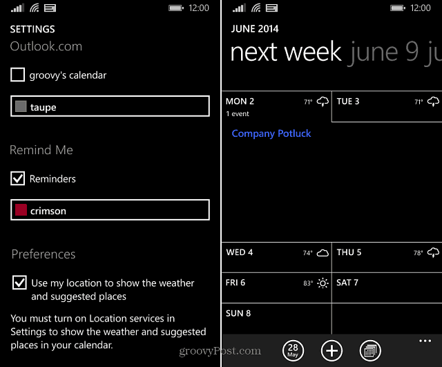 Windows Phone 8.1 Nasvet: Vreme prikažite neposredno v koledarju