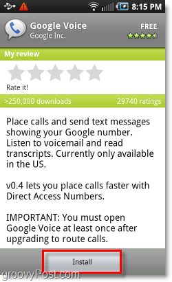Mobilni Android Market Namestite Google Voice