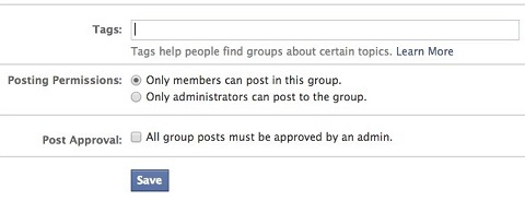 dovoljenja za skupino facebook