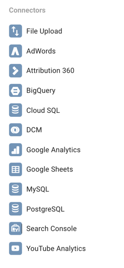 Google Data Studio vam omogoča povezavo s številnimi različnimi viri podatkov.
