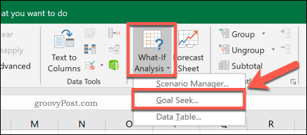 Gumb z možnostjo iskanja Excelovega cilja
