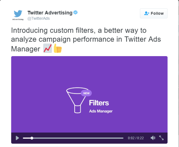 filtri po meri upravitelja oglasov v twitterju