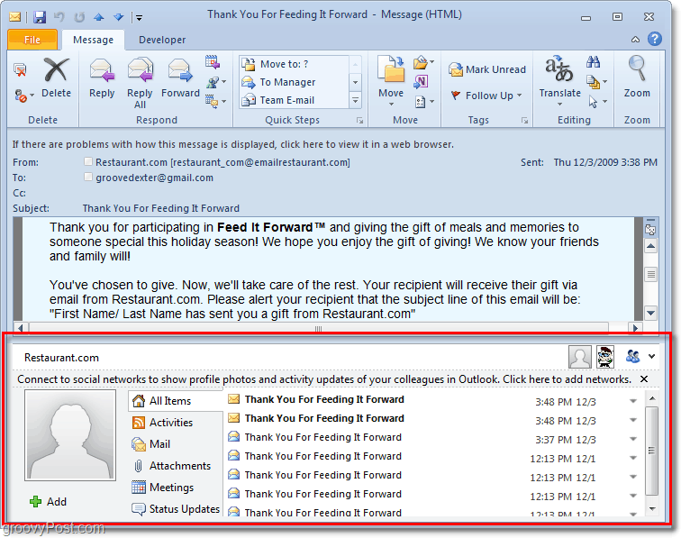 podokno ljudi je moteče in v programu Outlook 2010 zavzame polovico zaslona