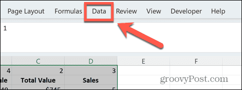 meni podatkov excel