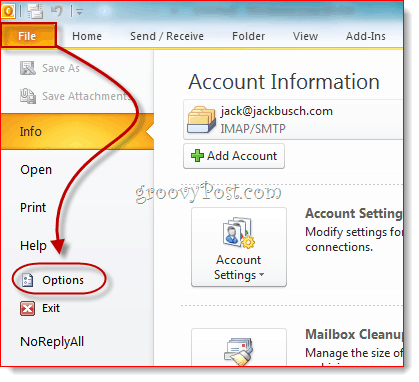 Odkrivanje zavihka za razvijalce v programu Outlook 2010